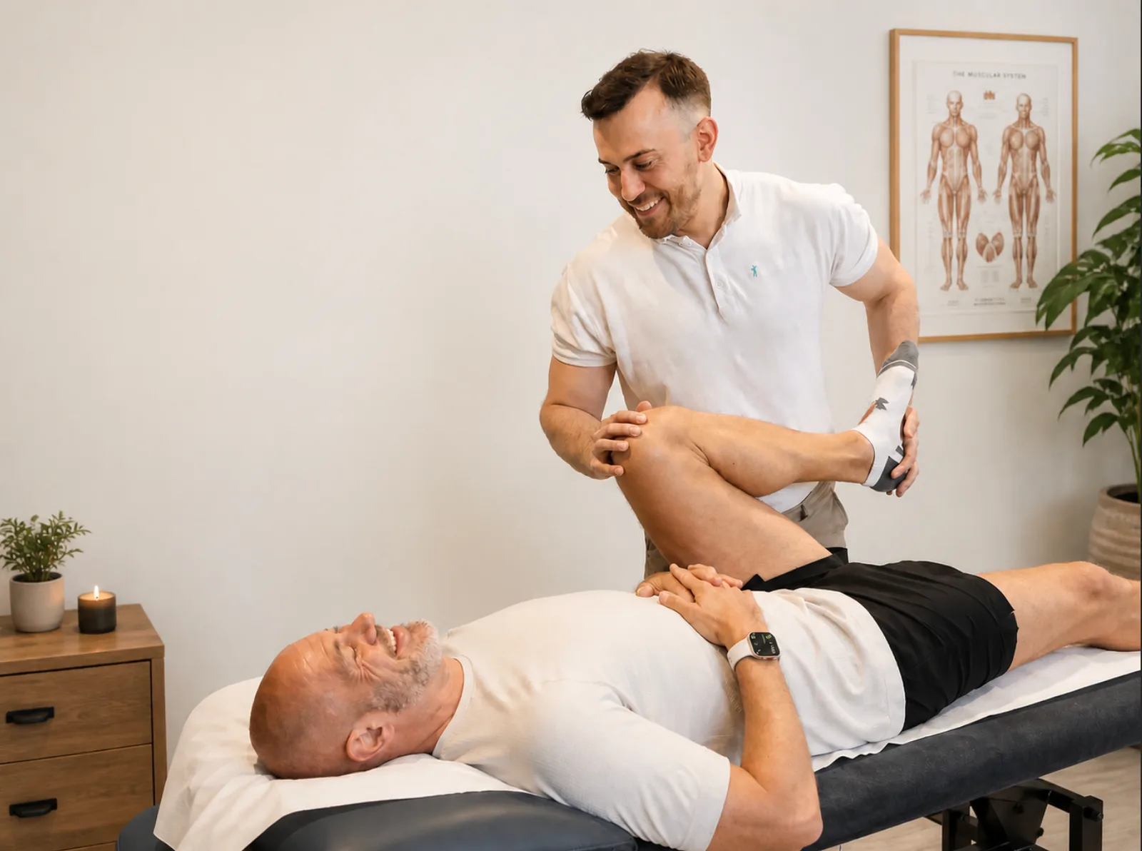 Josh Devine treating a patient at BetterMe Physiotherapy in Rainham